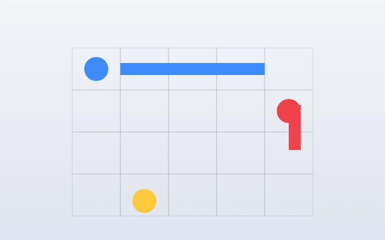 Flow Pairs — Draw pipes joining every color pair.