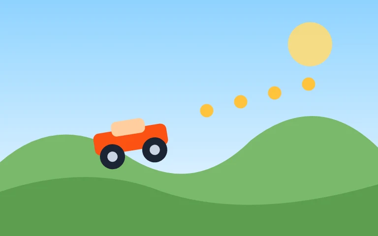 Hill Dash Adventures — Drive across wild hills without flipping your car.